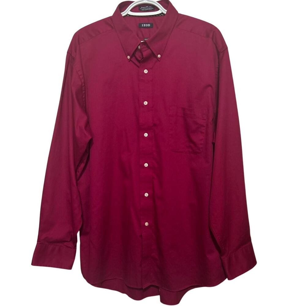 IZOD Men's Wrinkle Free Twill Long‎ Sleeve Button Down Shirt Size 17 1/2 34/35